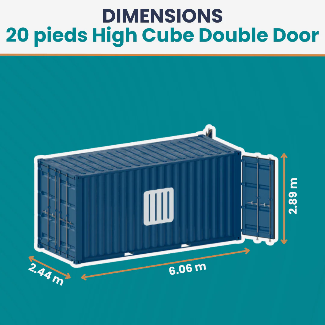 Contenedor de 20 pies HC con doble puerta
