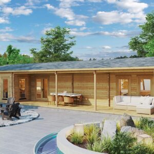 Cabaña de Madera Holiday C Max – 75 m² | 7 x 16 m | 70 mm