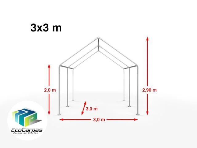 Carpa 3X3 BASICA PE 350 Blanca con ventanas