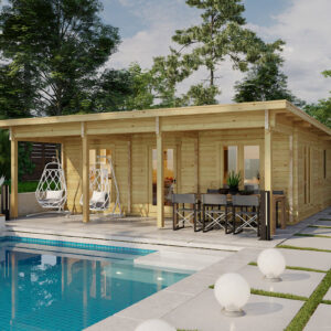 Casa de madera con dos dormitorios “Holiday R” 40m² | 70mm | 8x8m