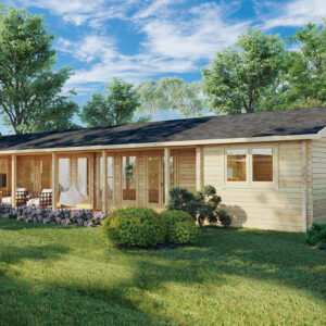 Casa de madera con tres dormitorios “Holiday L” 96m² | 88mm | 18x7m