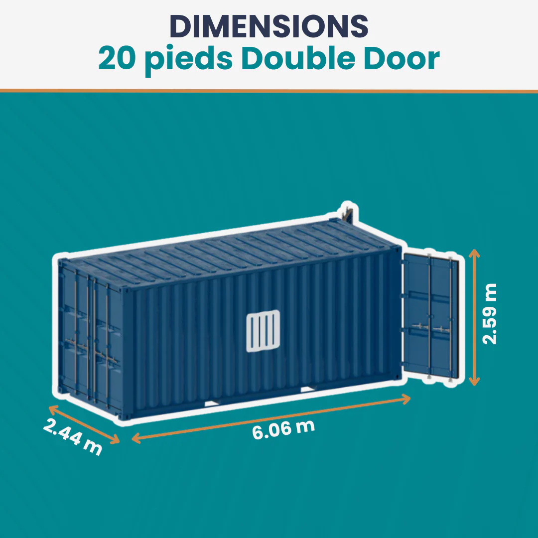 Contenedor de 20 pies DRY con doble puerta