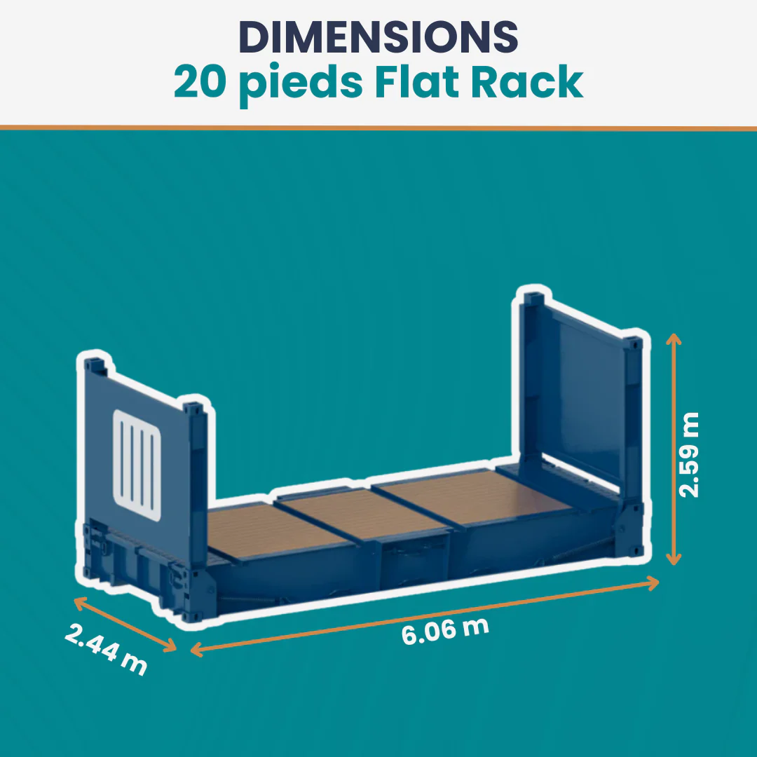Contenedor de 20 pies Flat Rack