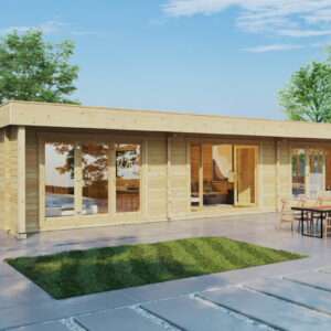 Casa de madera con dos dormitorios “Holiday S1” 70m² | 70mm | 12x6m