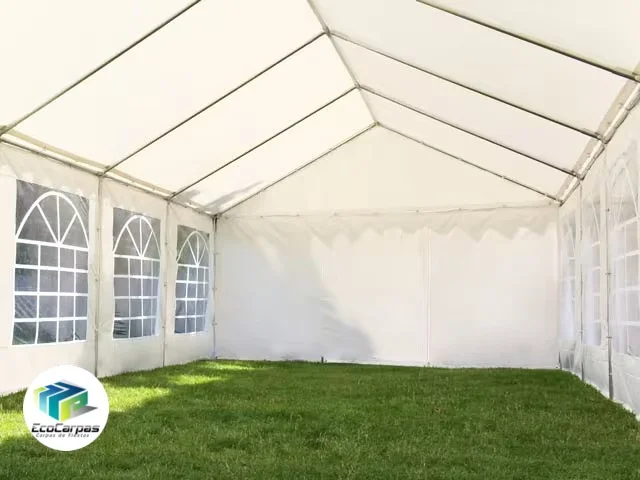 Carpa 3X10 ECO PVC 700 Blanca con ventanas