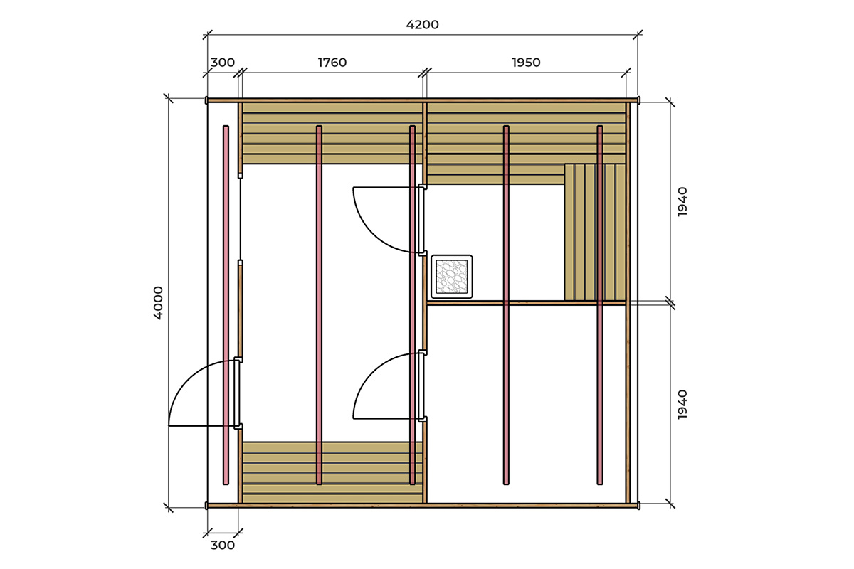 Sauna exterior “Mont Blanc” – 4 x 4 m