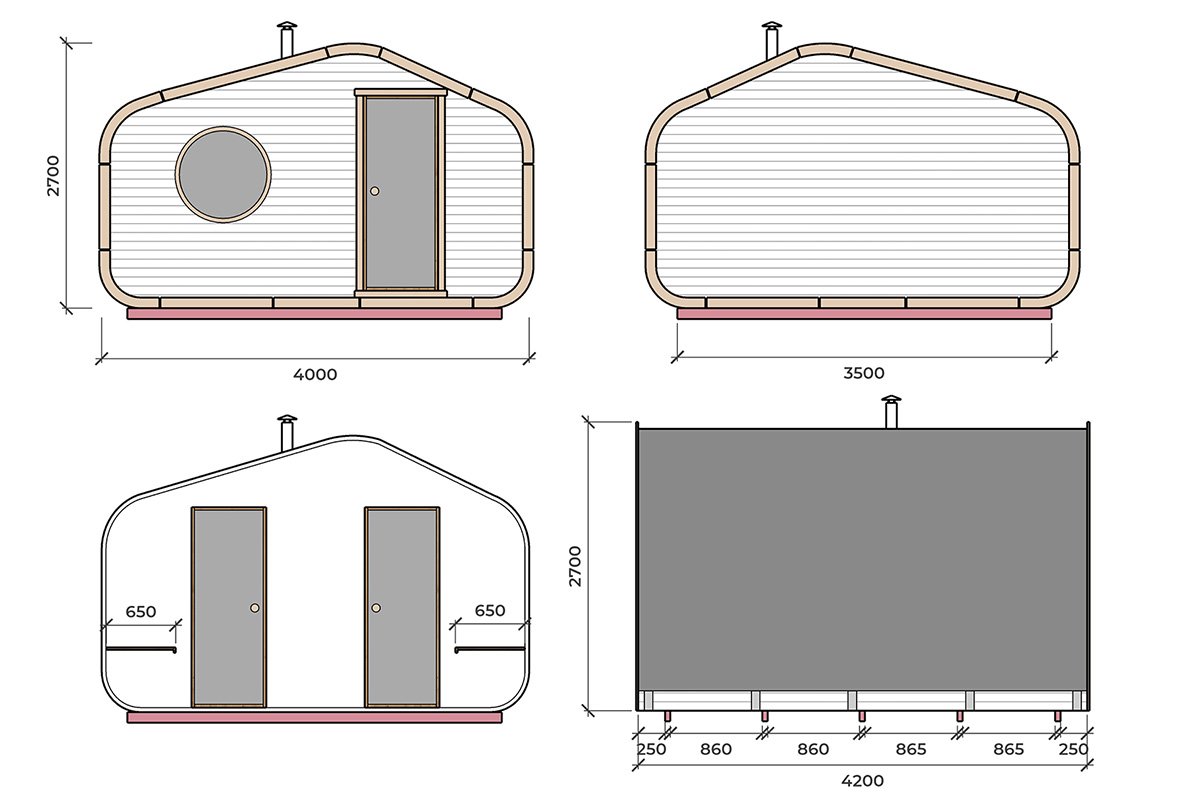 Sauna exterior “Mont Blanc” – 4 x 4 m