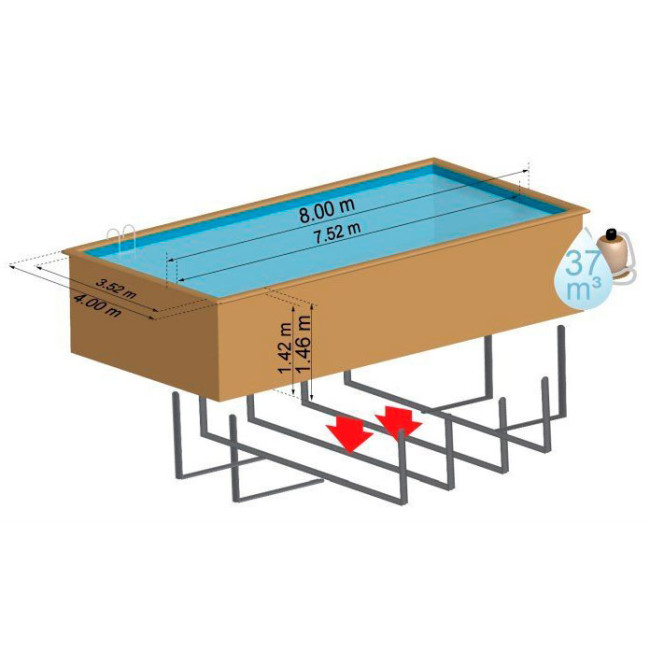 Piscina de madera rectangular Braga Gre